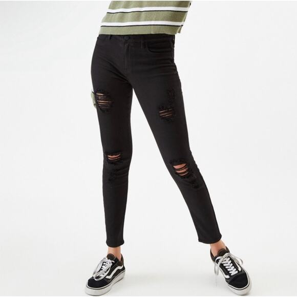 Pacsun Black Ripped Skinny Jeans Leggings High Rise Size 23 - Picture 2 of 10